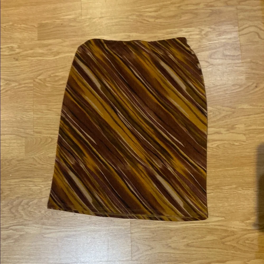 Forever 21 Brown and Gold Asymmetrical Pencil Skirt